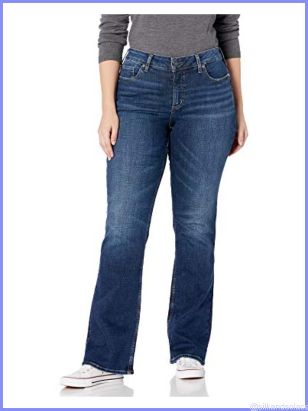 Plus Size Suki Mid Rise Curvy Fit Slim Bootcut Jeans Stretch Denim